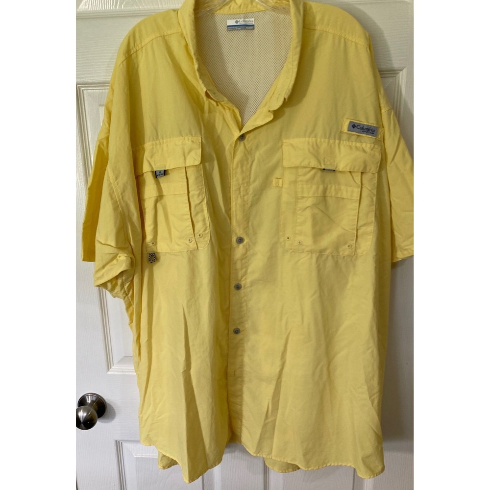 Columbia PFG Men's Yellow Fishing Shirt size 4X Short Sleeve Pre-Owned Loose Fit